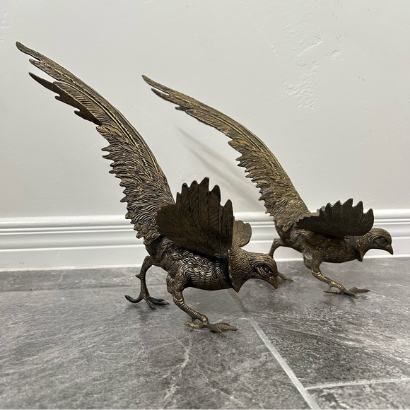 Vintage Other - Vintage Pair of Brass Pheasant Figurines